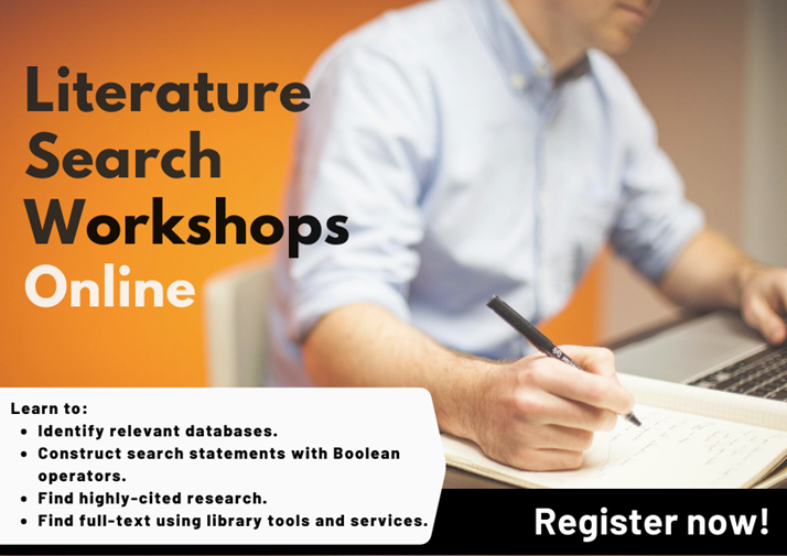 poster image for literature search workshops